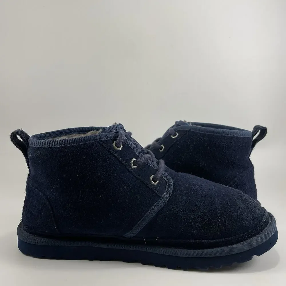 UGG Neumel Shearing Lined Chukka Boots Youth Mens Size 6 Navy Blue Suede